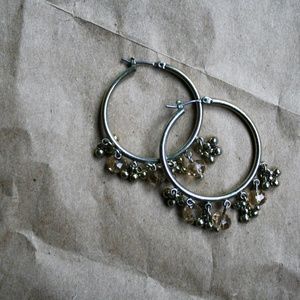 VINTAGE DANGLED BEADED HOOP EARRINGS